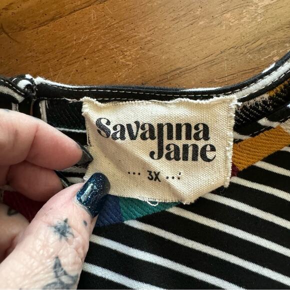 Savanna Jane Striped Tank With Colorblock Embroidery - Picture 7 of 7